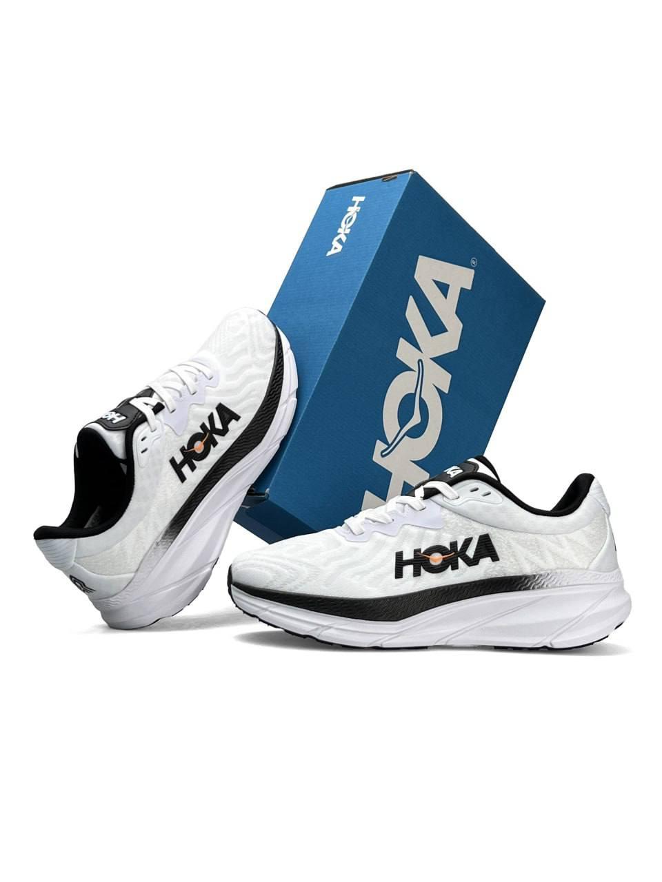 Чоловічі текстильні кросівки HOKA Challenger ART 7 White Black, кеди текстиль весна літо білі. Чоловіче взуття, фото 1