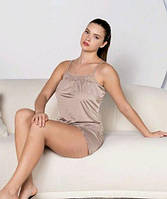 Жіноча піжама з мереживом майка шорти Caroline пудрова