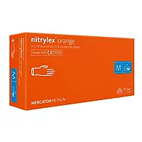 Рукавички нітрилові Nitrylex Orange M нестерильні непудровані (50 пар / уп) помаранчеві