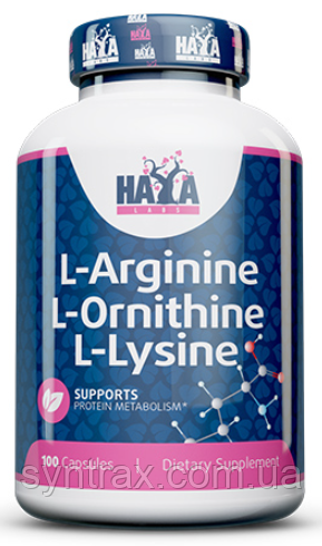 Haya L-Arginine L-Ornitine L-Lysine 100 caps, аргінін орнітин лізин