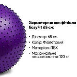 М'яч для фітнесу (фітбол) EasyFit EF-3015-V, Ø65 см, фіолетовий - для зросту 160-180 см, навантаження до 120 кг., фото 4