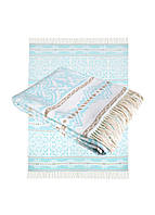 Плед бавовна Бірюзовий, бавовняний плед Ярослав