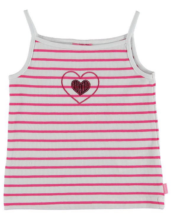 Майка для дівчинки LC Waikiki білого кольору в рожеву смужку із серцем на грудях
