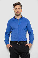 Мужская рубашка электрик прямого кроя с мелким принтом, из хлопка с контрастной отделкой