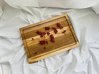 Дошка дубова прямокутна з поглибленням для подачі33*23см