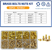 Термогайки та Гвинти М3мм Латунні Набір 420 шт для 3D Друку та Моделювання Spec (SP-16734420)