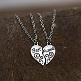 Парні кулони Best Friends підвіски для кращих друзів найкращі подруги у вигляді половинок серця, фото 3