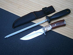 Ніж мисливський Columbia K-315C в чохлі 22 см + подарунок Мусат для заточування та правки ножів Chef CKS-328