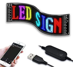 Гнучкий водонепроникний світлодіодний дисплей 37х9 см Type-C Bluetooth YU227