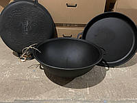 Казан 12л, 40см,вага 12 кг чавунний з чавунною кришкою-сковородою (V12СР)