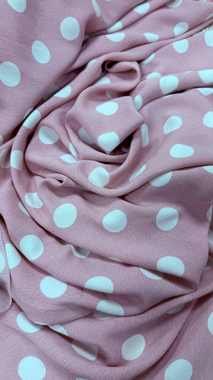 Креп «Polka dot», колір рожевий, фото 1
