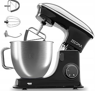 Потужний кухонний комбайн, міксер стаціонарний із чашею з неіржавкої сталі Zeeegma PLANEET CHEF BLACK 2200 Вт