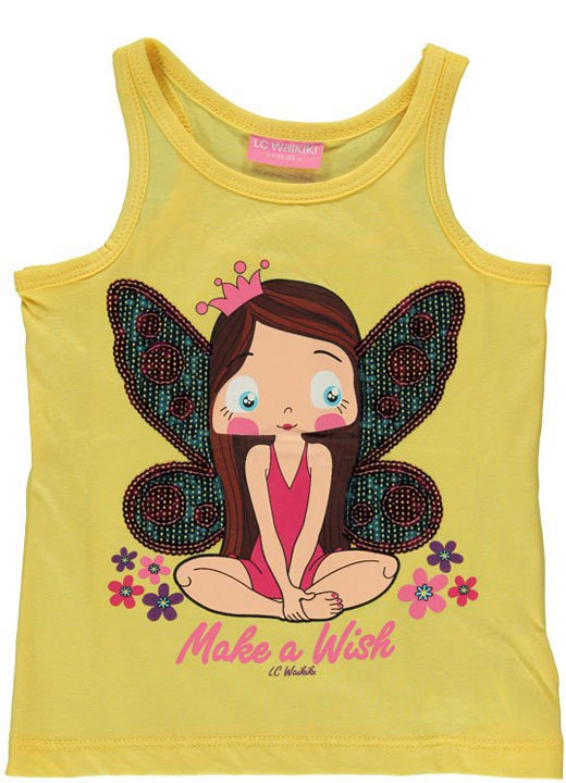 Майка для дівчинки LC Waikiki жовтого кольору з феєю на грудях