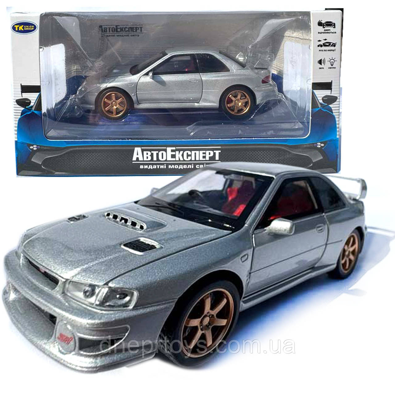 Машинка Subaru Impreza WRX STI сіра субару 1:32 світло звук інерція відч двері баг капот 13,5*5*4,5см (TK-30718), фото 1