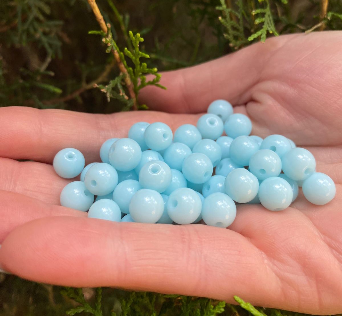 Скляні намистини / Упаковка 50гр / ≈ 70 шт / Ø 8мм / Небесний, фото 1