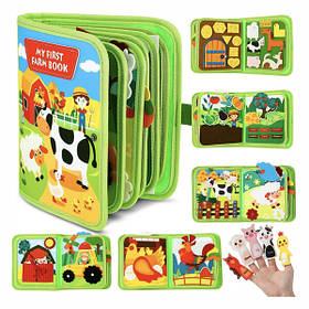 Розвиваюча фетрова книга Ферма бізіборд сортер Монтессорі для малюків (60805)