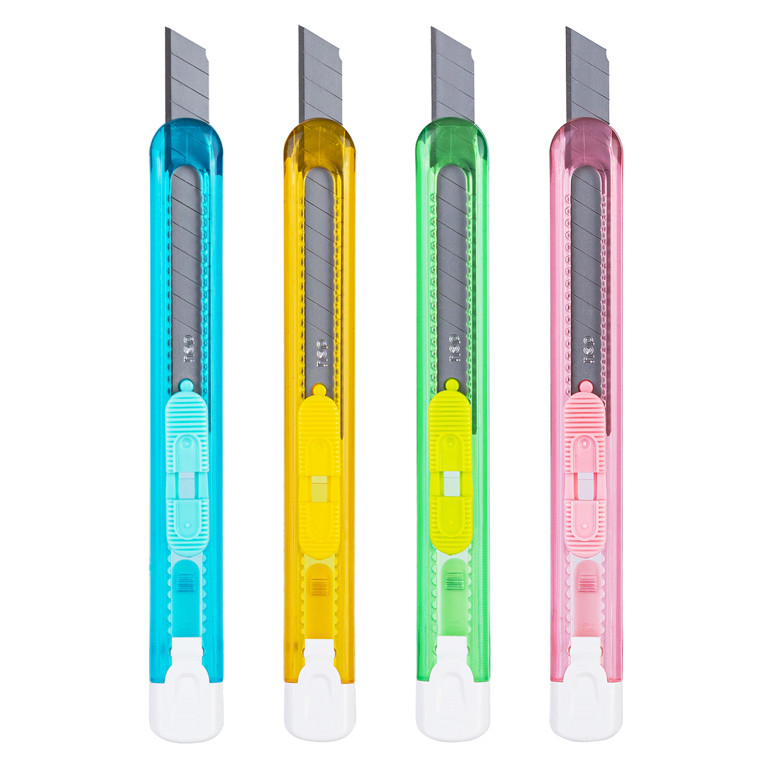 Ніж канцелярський Deli 2054 мікс 9мм пластик, кольоровий корпус