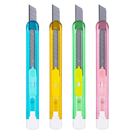 Ніж канцелярський Deli 2054 мікс 9мм пластик, кольоровий корпус, фото 1
