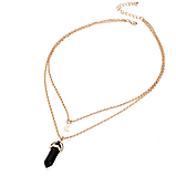 Підвіска двошарова місяць і чорний кристал олівець кулон намисто, фото 3