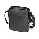 Чоловіча шкіряна сумка через плече Oswald Black, барсетка натуральна шкіра флотар, чорна, фото 5