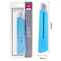 Ніж канцелярський Deli 2040 мікс, лезо 18мм, пластик корпус, захисний ковпачок, фото 5