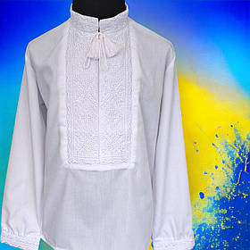 Біла вишиванка з білою вишивкою для хлопчиків 6/12 років; Гурт