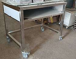 Стіл виробничий на колесах із полицею з неіржавкої сталі