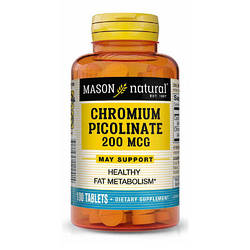 Мінерали Mason Natural Хром Пиколинат 200 мкг, Chromium Picolinate, 100 таблеток MAV12241 smart