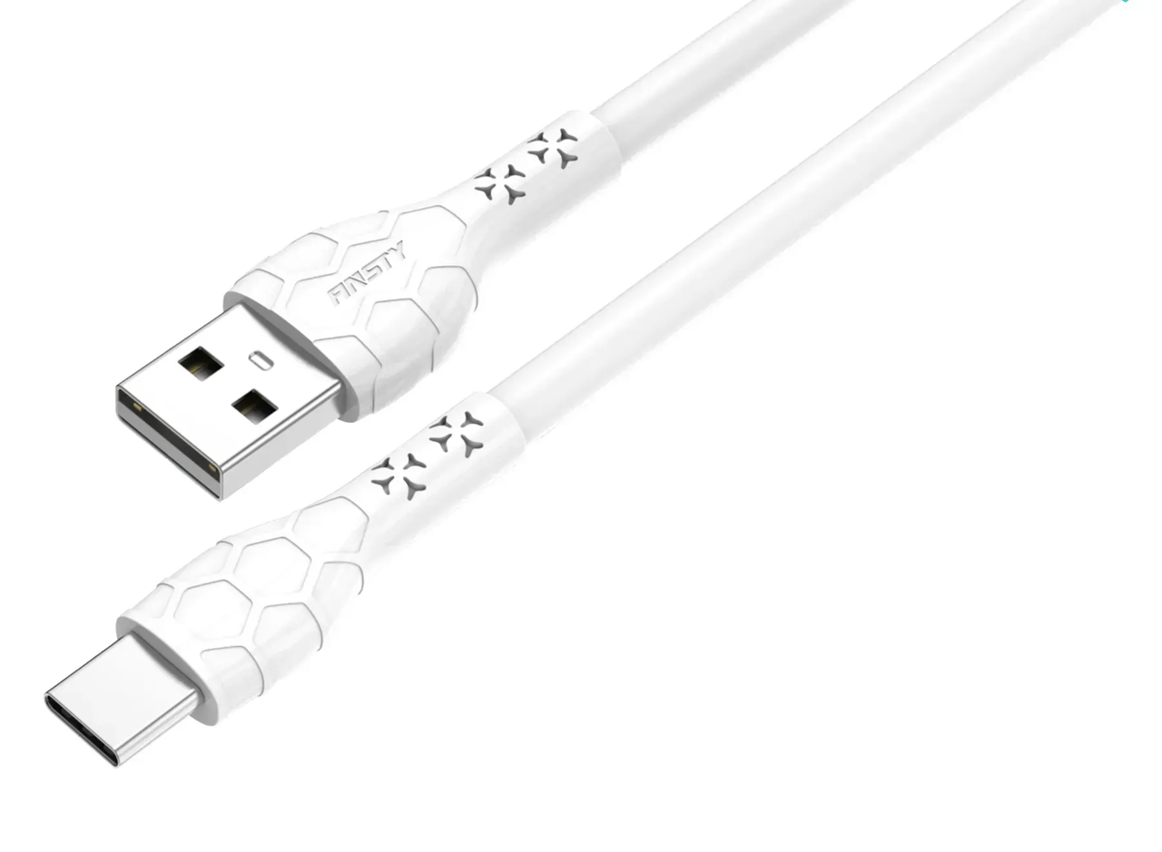 Кабель ANSTY Z-032-T Type-C QC 3.1 A 1M White, фото 1