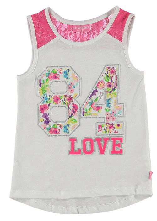 Майка для дівчинки LC Waikiki білого кольору з написом 84 Love
