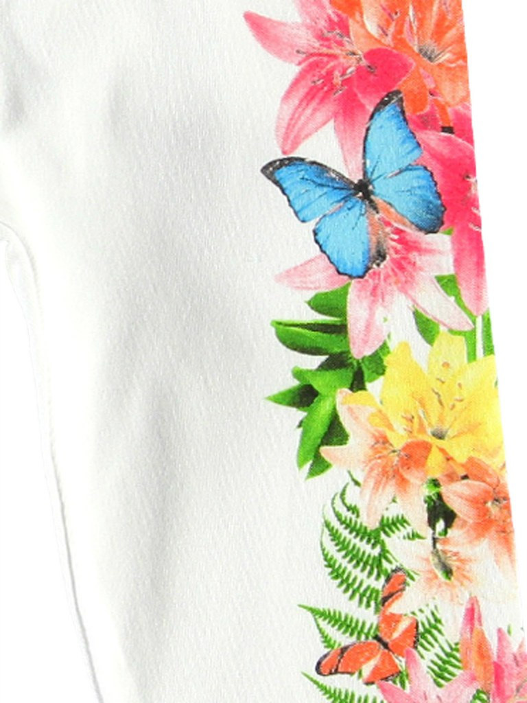 Майка для девочки LC Waikiki белого цвета с цветами и бабочками по бокам - фото 3 - id-p473913803