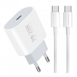 Мережевий зарядний пристрій USB-C блок живлення 20 W з кабелем Type-C Type-C — оригінал