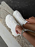 Кросівки жіночі шкіряні молочного кольору зі вставками сітки, фото 4