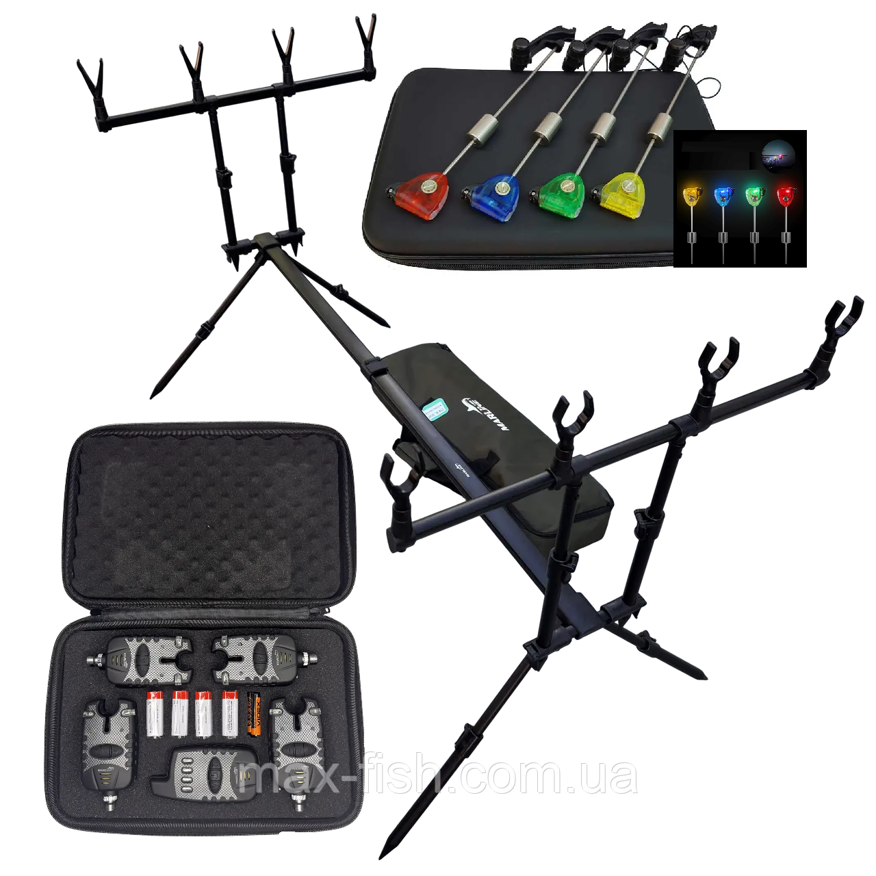 Комплект Vantage Carp RP 119 РОД ПОД Сигналізатори 4+1шт + Свінгера Feima 4шт + чохол, фото 1