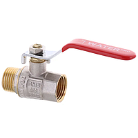 Кран кульовий латунний Waterpro 1/2" ГШР прямий, різьбове з'єднання, для води (WP0143)