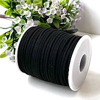 Шнур Замшевий, імітація шкіри, Чорний, 2.6мм, близько 40м/котушка