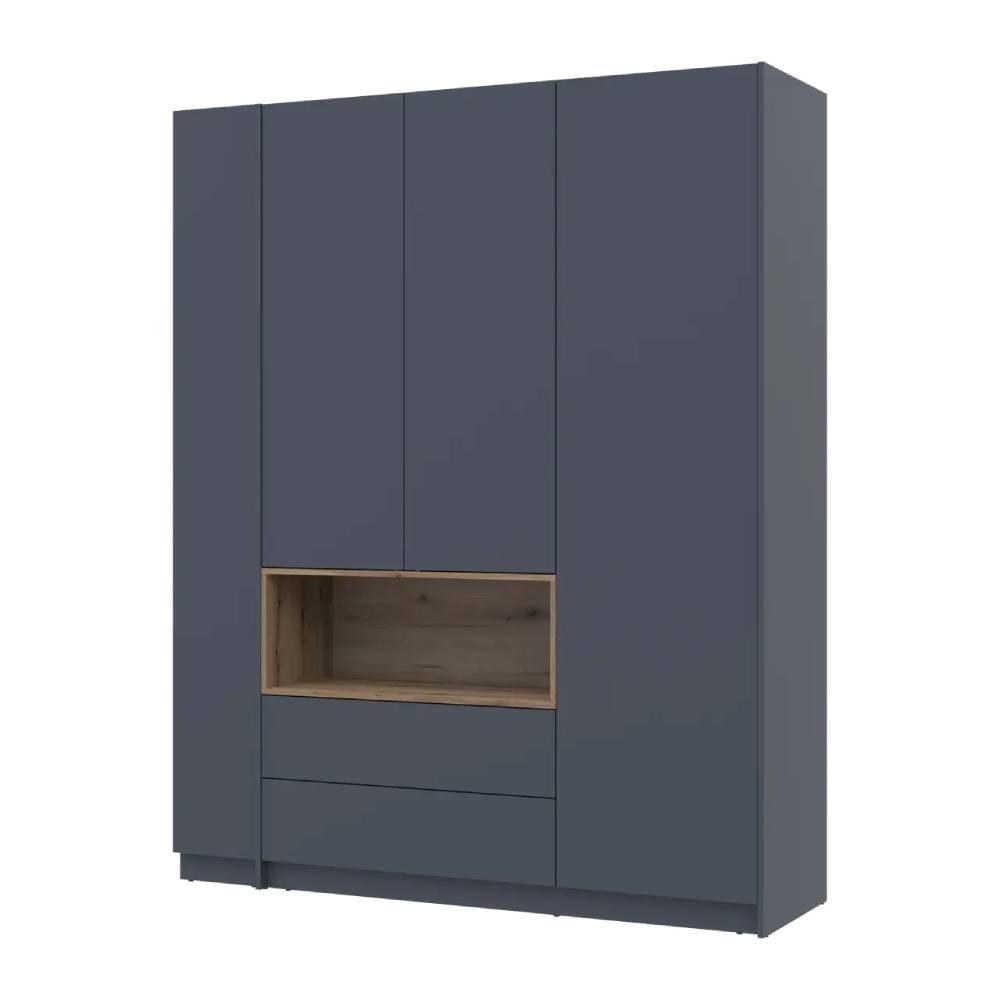 Шафа для одягу з нішою та етажеркою Doros Дейл Графіт/Дуб Евок 3 ДСП 178х52х220 DRS-011725 (44900337), фото 1