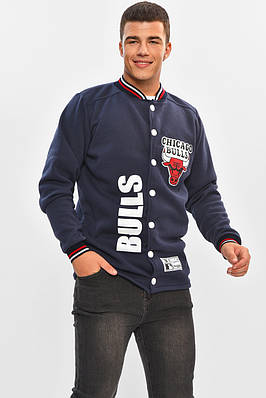 Бомбер чоловічий на флісе синього кольору р.M 204450T Безкоштовна доставка