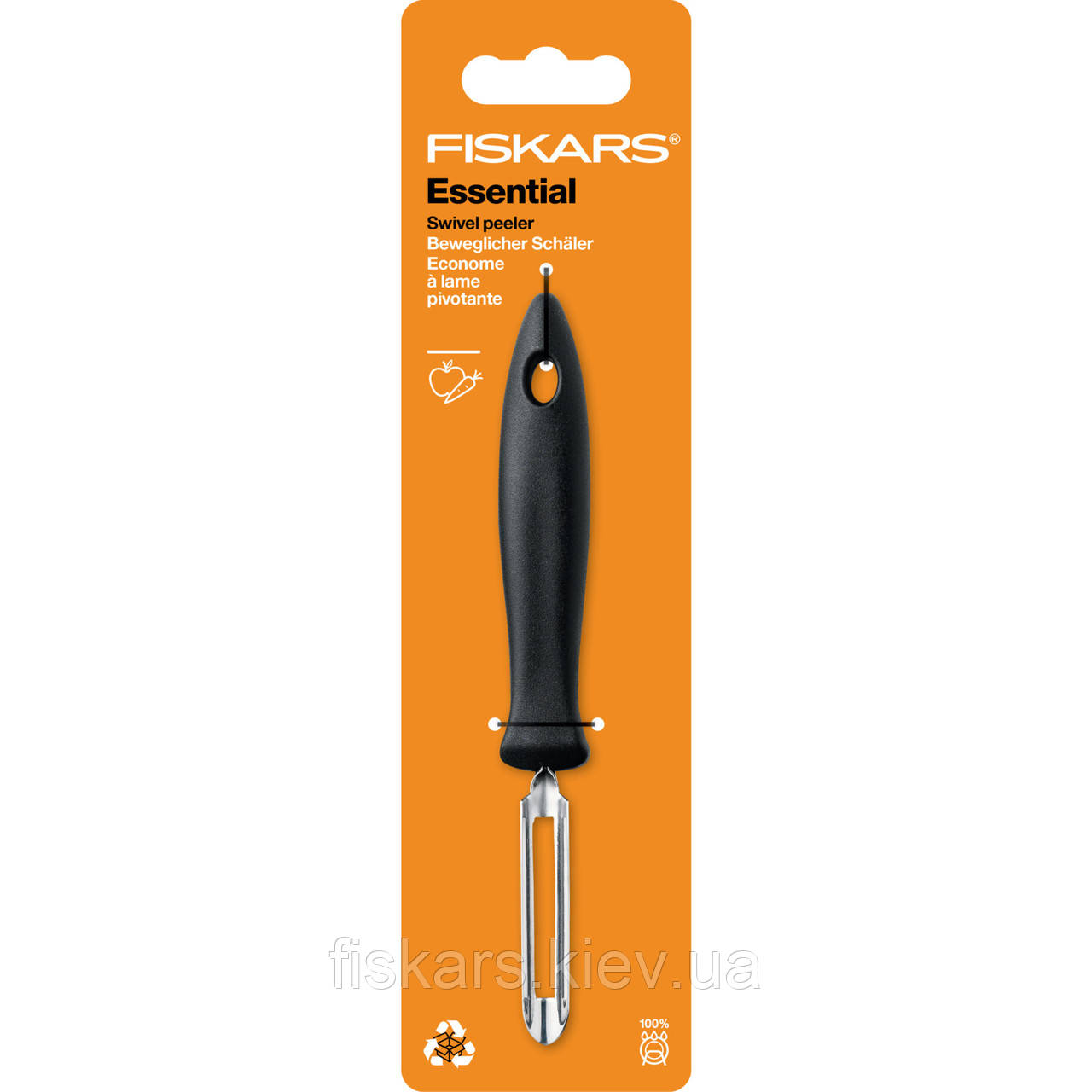 Овочечистка з рухомим лезом Fiskars Essential (1065586)