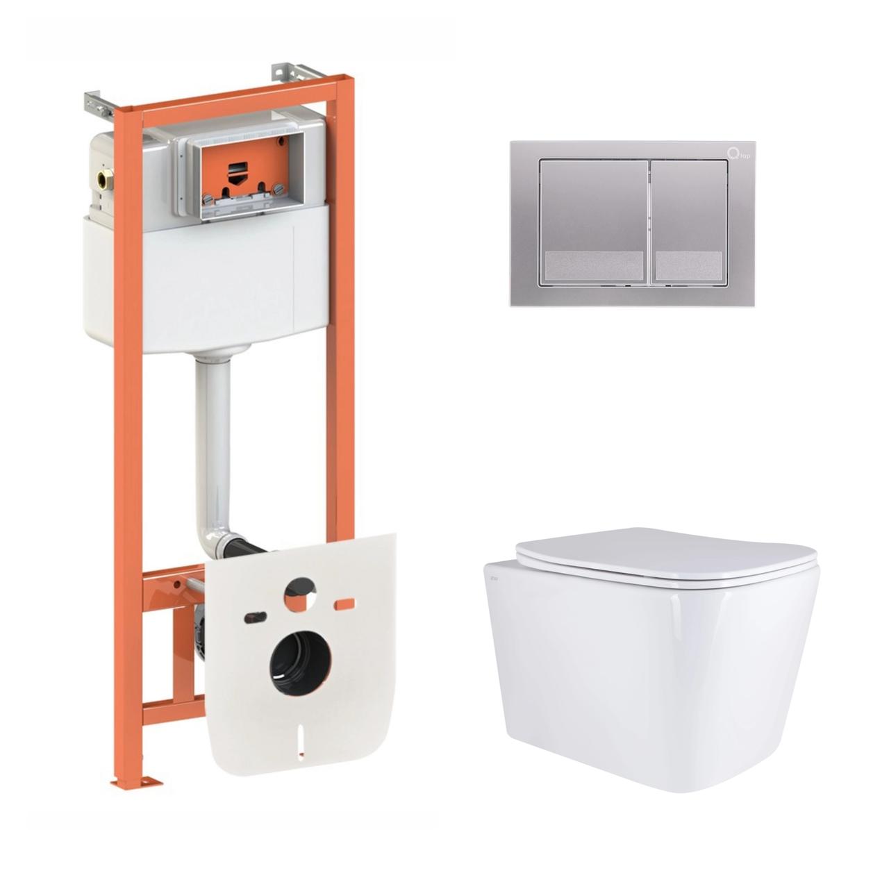 Комплект інсталяції Q-TAP Nest/Tern с унітазом Q-TAP кнопка сатин 239827 QT17332303AW47507, фото 1