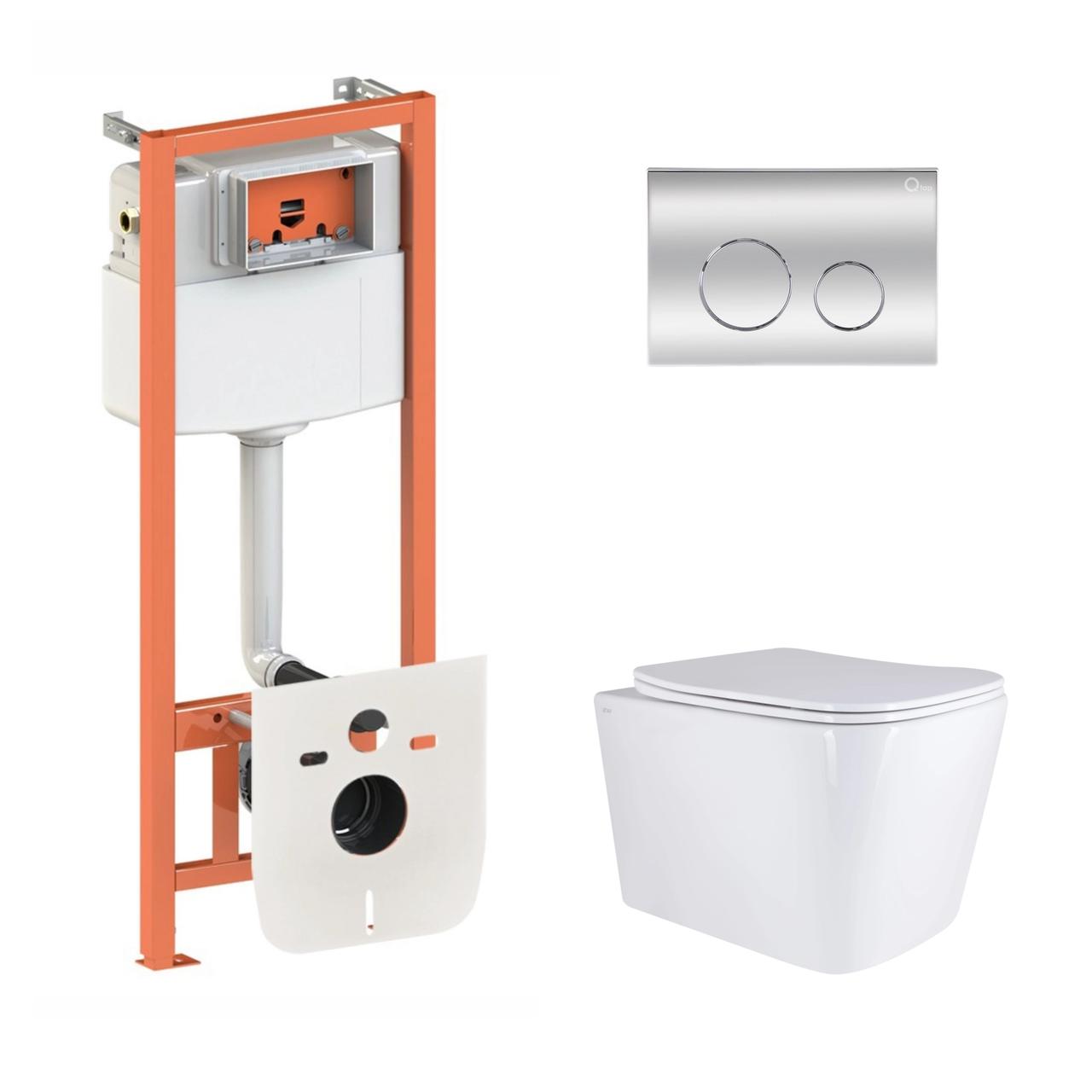 Комплект інсталяції Q-TAP Nest/Tern с унітазом Q-TAP кнопка хром 239828 QT17332303AW47508, фото 1