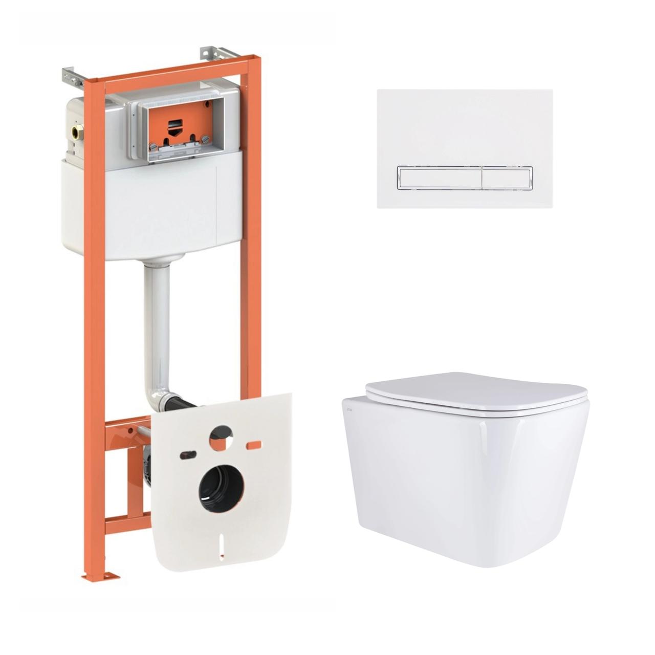 Комплект інсталяції Q-TAP Nest/Tern с унітазом Q-TAP кнопка біла 239831 QT17332303AW47511, фото 1