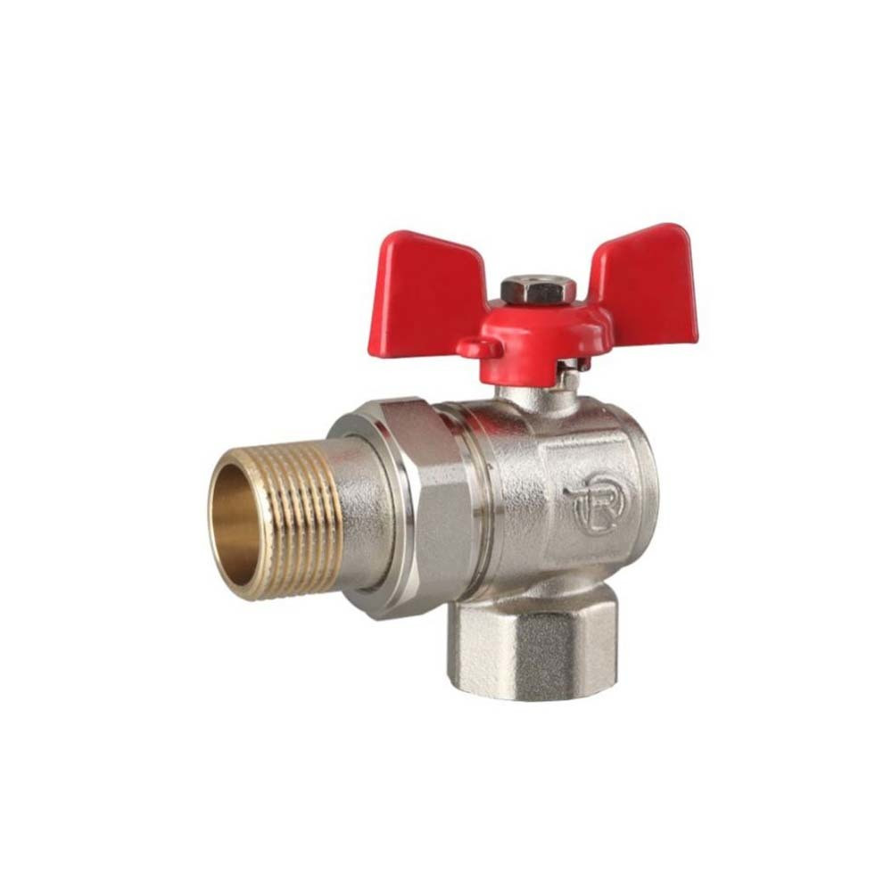 Кран кульовий з американкою 1/2" кутовий метелик (Reiger), фото 1