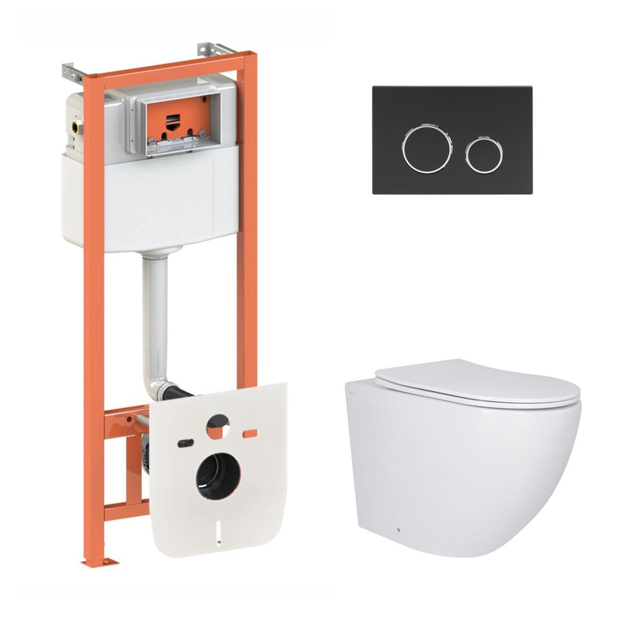 Комплект інсталяції Q-TAP Nest/Robin с унітазом Q-TAP кнопка чорна 239820 QT13332381AW47500, фото 1