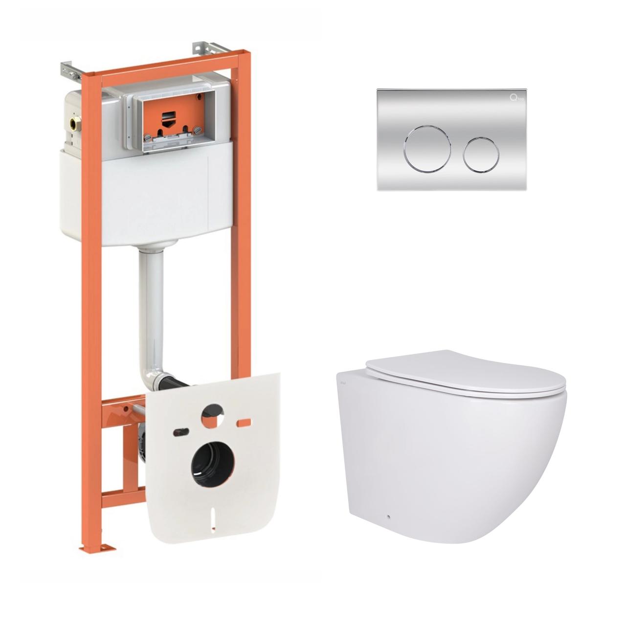 Комплект інсталяції Q-TAP Nest/Robin с унітазом Q-TAP кнопка хром 239821 QT13332381AW47501, фото 1