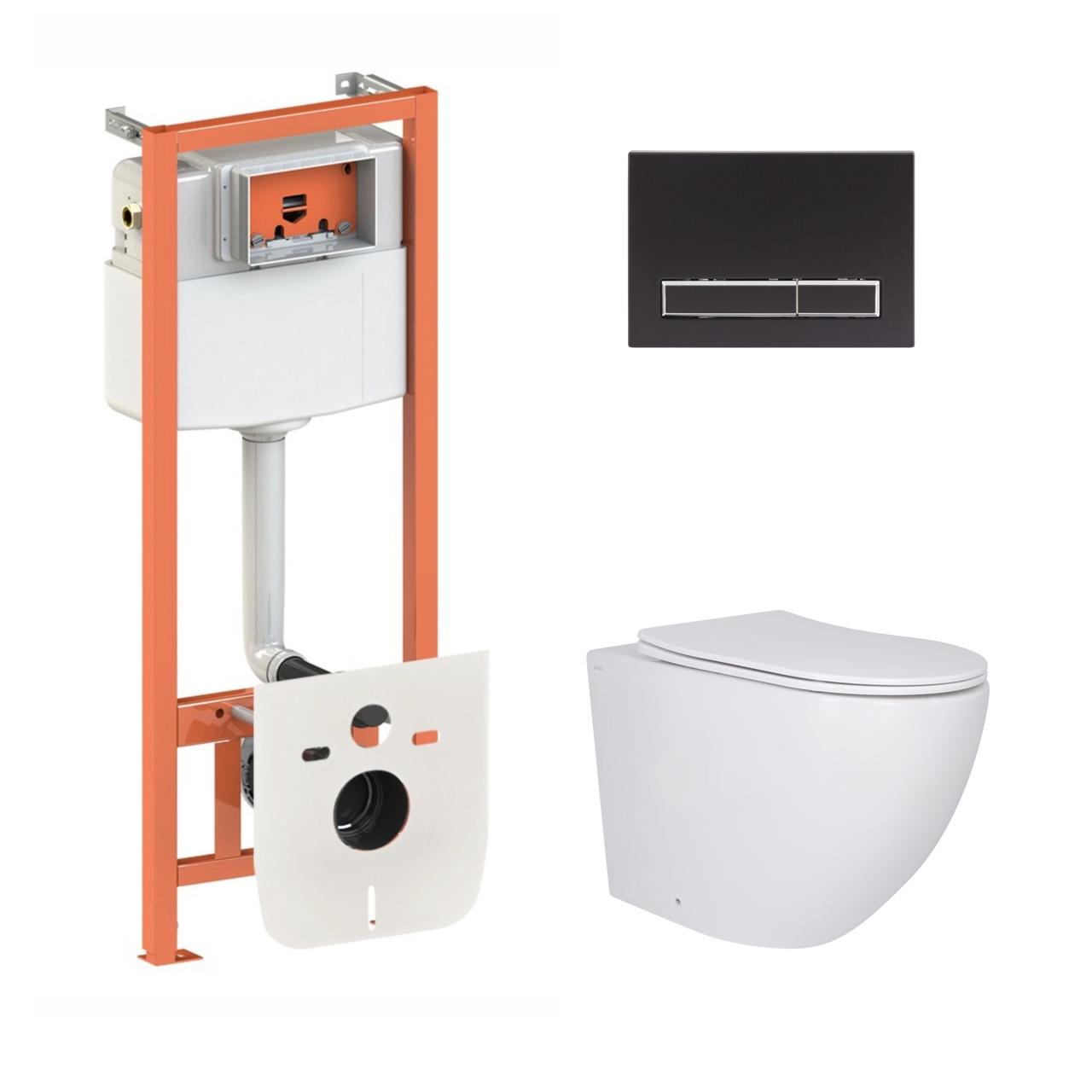 Комплект інсталяції Q-TAP Nest/Robin с унітазом Q-TAP кнопка чорна 239823 QT13332381AW47503, фото 1