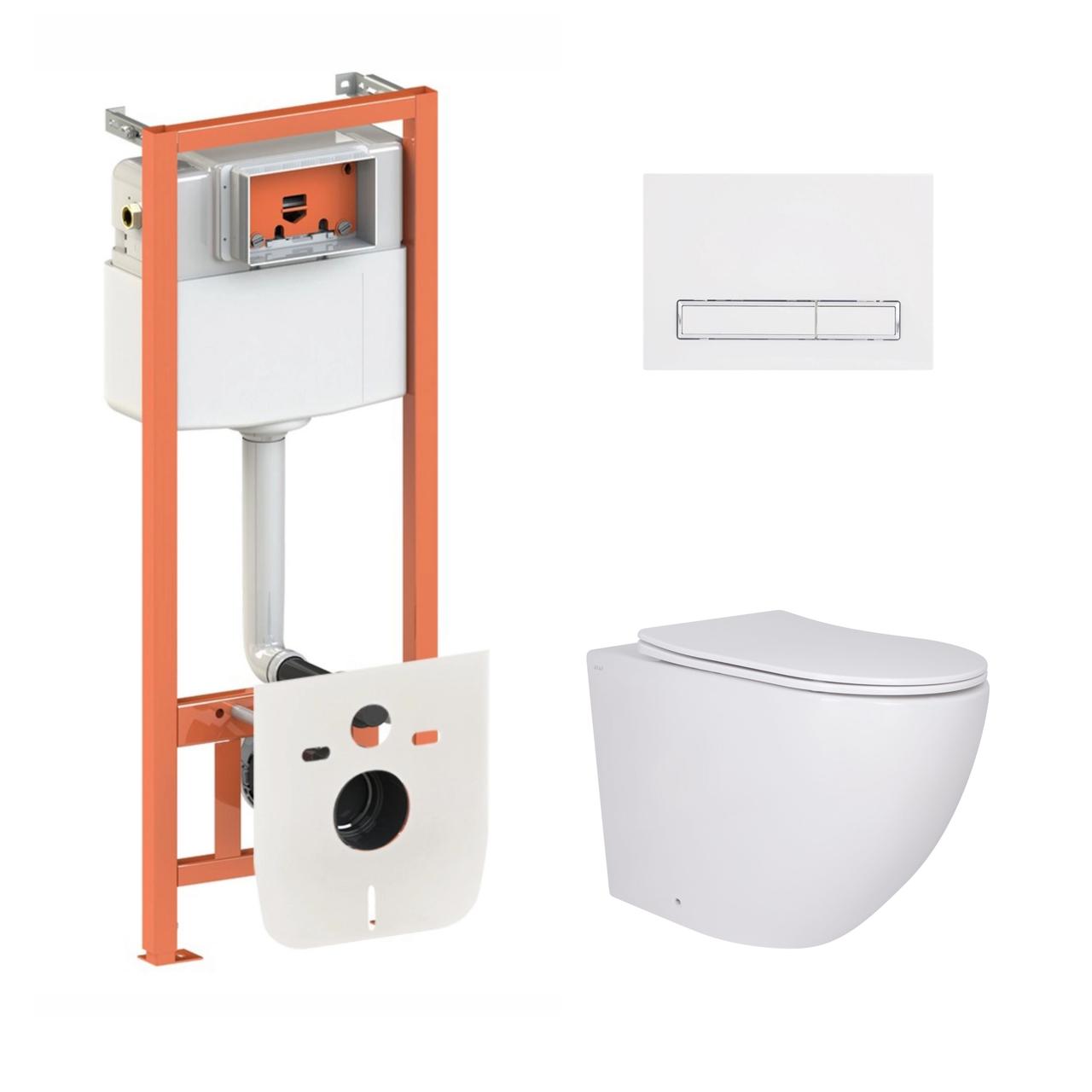 Комплект інсталяції Q-TAP Nest/Robin с унітазом Q-TAP кнопка біла 239825 QT13332381AW47505, фото 1