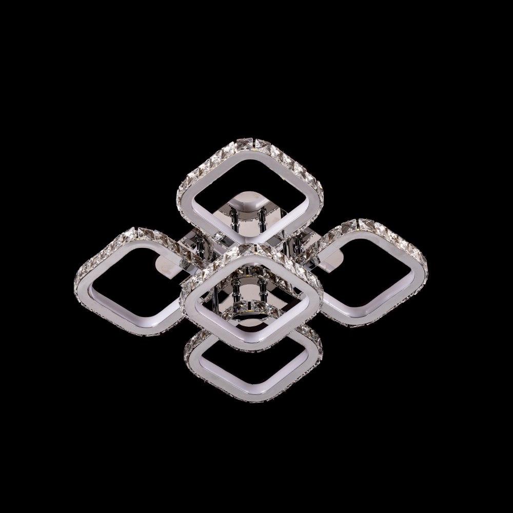 Світлодіодна люстра з кришталем 3000-6000К 210Вт IP20 з пультом, в хромі