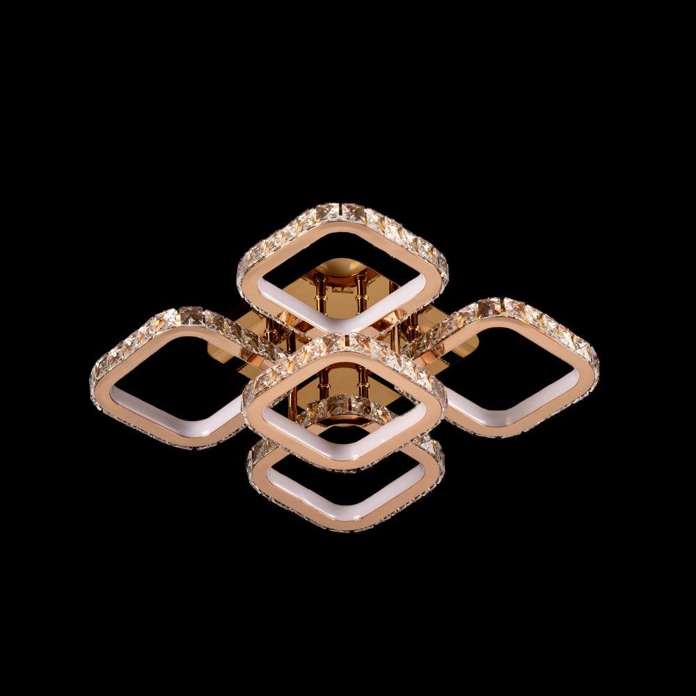 Led люстра з кришталевими елементами 3000-6000К 210Вт IP20 з пультом, золота