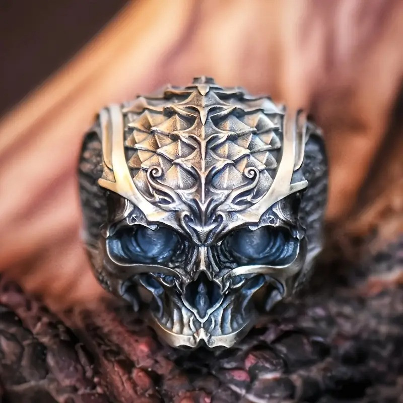 Срібляста чоловіча каблучка у вигляді черепа розмір 20 LuxAurum249, фото 1